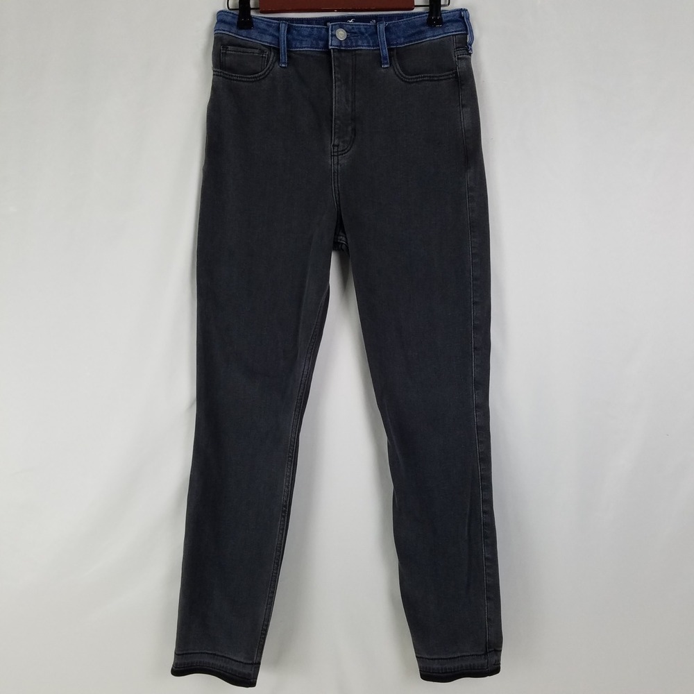 Hollister Ultra High-Rise Skinny Ankle Jeans Womens 9L W29 Black‎ Blue Two-Tone